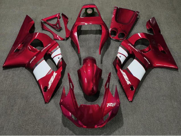 1998-2002 Deep Red & White Yamaha R6 Fairings 1998-2002 Deep Red & White Yamaha R6 Fairings