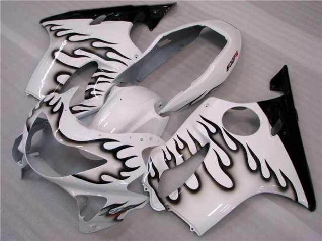 1999-2000 White and Black Flames Honda CBR600 F4 Fairings 1999-2000 White and Black Flames Honda CBR600 F4 Fairings