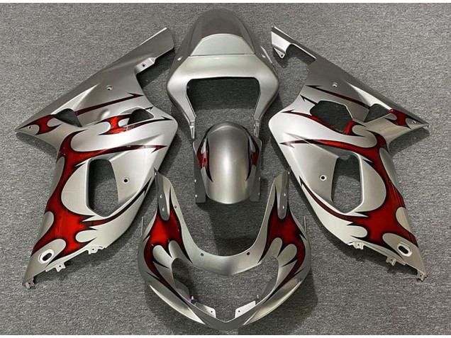 2001-2003 Gloss Silver & Red Suzuki GSXR 600-750 Fairings 2001-2003 Gloss Silver & Red Suzuki GSXR 600-750 Fairings