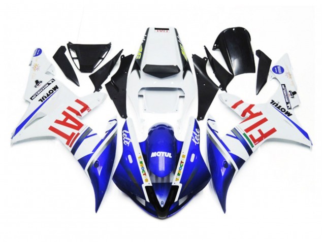 2002-2003 Gloss white and Blue Fiat Yamaha R1 Fairings 2002-2003 Gloss white and Blue Fiat Yamaha R1 Fairings