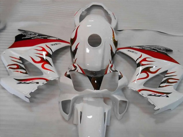 Best Aftermarket 2002-2012 White Red Flame Honda VFR800 Fairings
