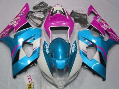 Best Aftermarket 2003-2004 Gloss Blue and Pink Suzuki GSXR 1000 Fairings