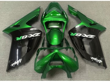 Best Aftermarket 2003-2004 Gloss Green and Black Kawasaki ZX6R Fairings