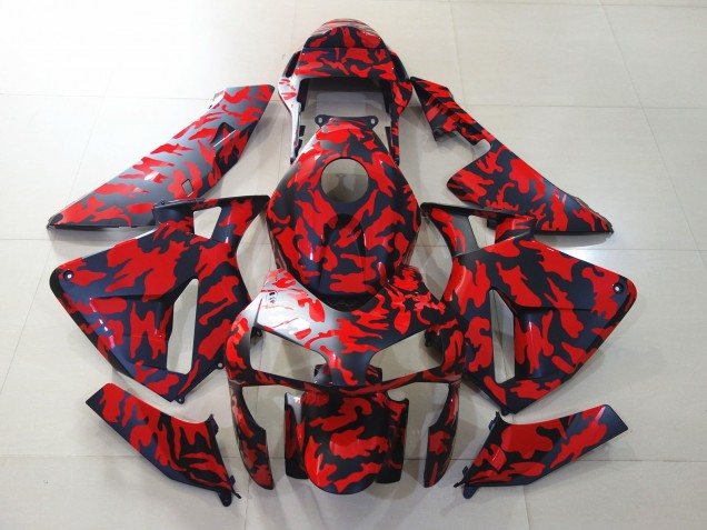 2003-2004 Matte Black and Red Camo Honda CBR600RR Fairings 2003-2004 Matte Black and Red Camo Honda CBR600RR Fairings
