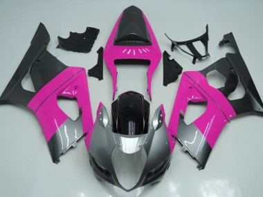 Best Aftermarket 2003-2004 Pink Silver and Black Suzuki GSXR 1000 Fairings