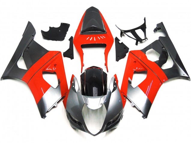 2003-2004 Plain Red and Silver Suzuki GSXR 1000 Fairings