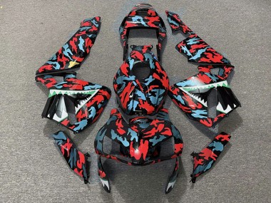 2003-2004 Red and Blue Camo Honda CBR600RR Fairings