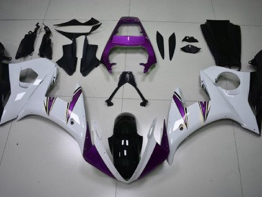 2003-2005 Gloss White & Purple Accents Yamaha R6 Fairings
