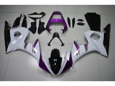 Best Aftermarket 2003-2005 Gloss White & Purple Accents Yamaha R6 Fairings