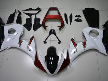 Best Aftermarket 2003-2005 Gloss White & Red Accents Yamaha R6 Fairings