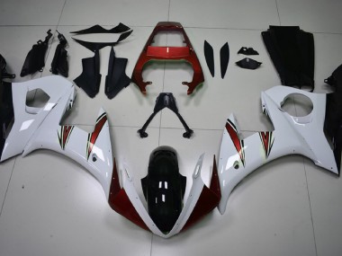2003-2005 Gloss White & Red Accents Yamaha R6 Fairings