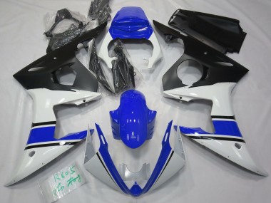 2003-2005 Gloss White and Blue Yamaha R6 Fairings