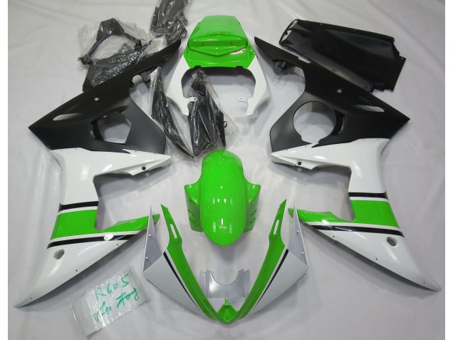Best Aftermarket 2003-2005 Gloss White and Green Yamaha R6 Fairings