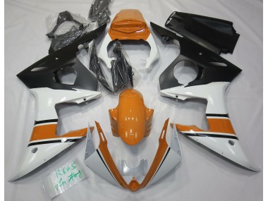 2003-2005 Gloss White and Orange Yamaha R6 Fairings