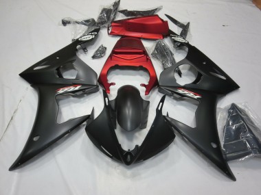Best Aftermarket 2003-2005 Matte Black and Red Yamaha R6 Fairings