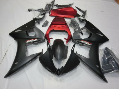 2003-2005 Matte Black and Red Yamaha R6 Fairings