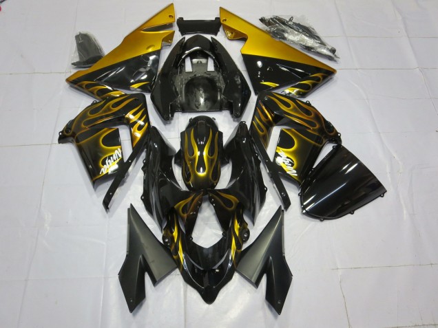 2004-2005 Gold Flame Kawasaki ZX10R Fairings 2004-2005 Gold Flame Kawasaki ZX10R Fairings