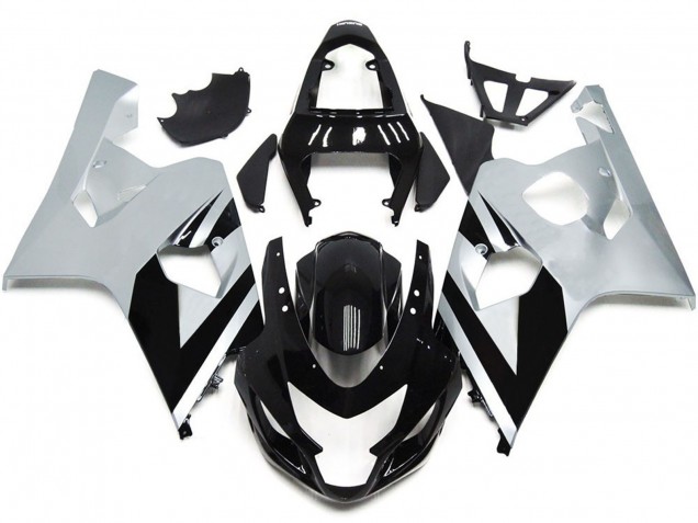 2004-2005 Silver and Black Gloss OEM Style Suzuki GSXR 600-750 Fairings 2004-2005 Silver and Black Gloss OEM Style Suzuki GSXR 600-750 Fairings