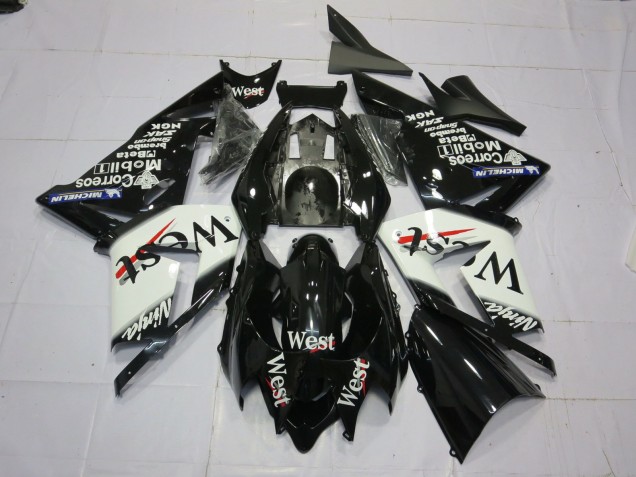 2004-2005 West White Black Kawasaki ZX10R Fairings 2004-2005 West White Black Kawasaki ZX10R Fairings