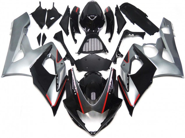 2005-2006 Black and Silver Gloss with Red Suzuki GSXR 1000 Fairings 2005-2006 Black and Silver Gloss with Red Suzuki GSXR 1000 Fairings