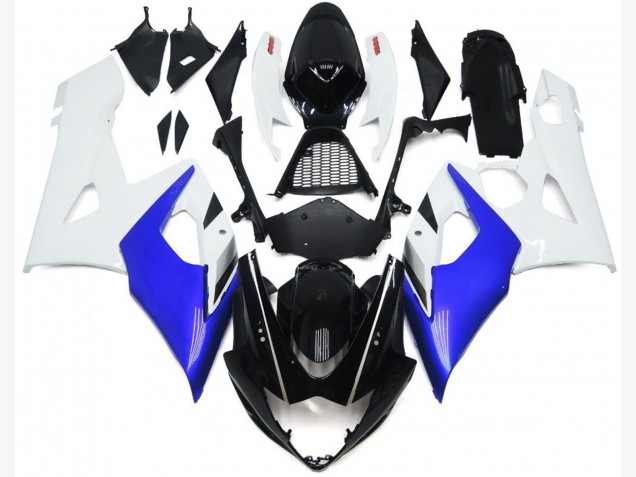 2005-2006 Gloss Blue and White Gloss Lowers Suzuki GSXR 1000 Fairings
