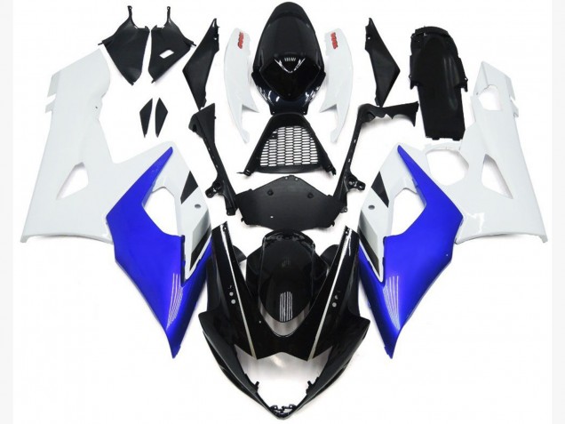 Best Aftermarket 2005-2006 Gloss Blue and White Gloss Lowers Suzuki GSXR 1000 Fairings