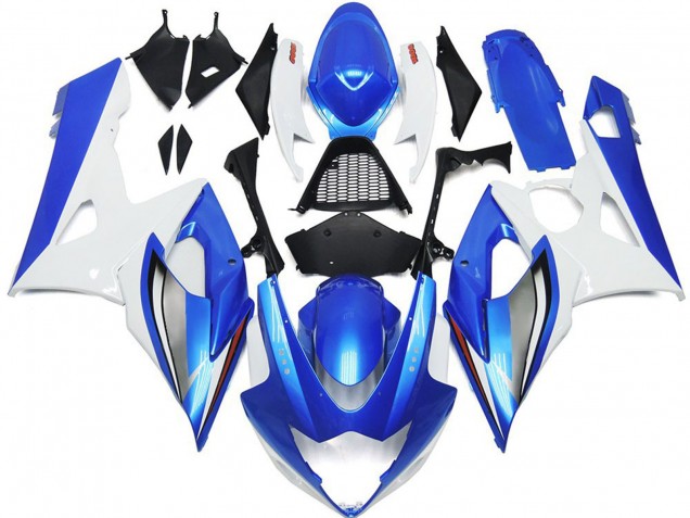Best Aftermarket 2005-2006 Gloss Blue and White with red and Silver Suzuki GSXR 1000 Fairings