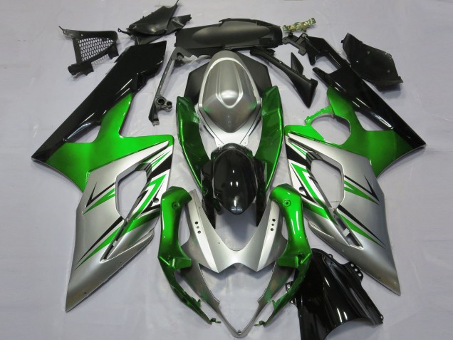 2005-2006 Green Silver and Black Suzuki GSXR 1000 Fairings 2005-2006 Green Silver and Black Suzuki GSXR 1000 Fairings