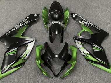 2005-2006 Matte Black and Green Suzuki GSXR 1000 Fairings