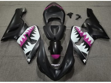 Best Aftermarket 2005-2006 Matte Black and Pink Shark Kawasaki ZX6R Fairings