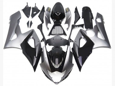 Best Aftermarket 2005-2006 Silver and Black Gloss Style Suzuki GSXR 1000 Fairings