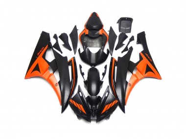 2006-2007 Custom Matte Black and Orange Yamaha R6 Fairings