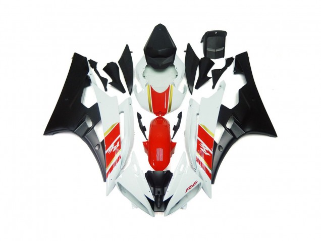 2006-2007 Custom Matte Black and Red with White Yamaha R6 Fairings 2006-2007 Custom Matte Black and Red with White Yamaha R6 Fairings
