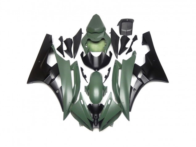 2006-2007 Custom Matte Green and Black Yamaha R6 Fairings 2006-2007 Custom Matte Green and Black Yamaha R6 Fairings