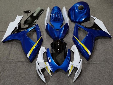 Best Aftermarket 2006-2007 Gloss Blue White and Yellow Suzuki GSXR 600-750 Fairings