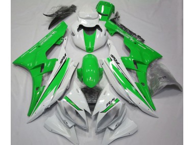 Best Aftermarket 2006-2007 Gloss White and Green Yamaha R6 Fairings