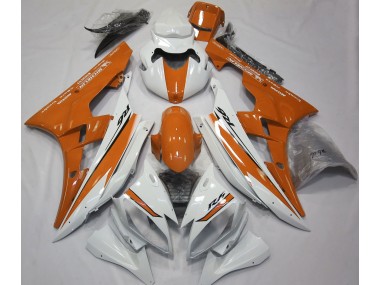 2006-2007 Gloss White and Orange Yamaha R6 Fairings