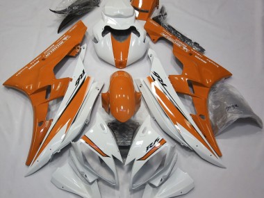 2006-2007 Gloss White and Orange Yamaha R6 Fairings