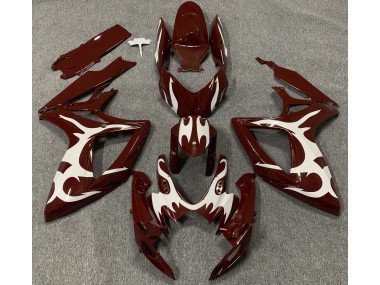 2006-2007 Maroon and White Suzuki GSXR 600-750 Fairings