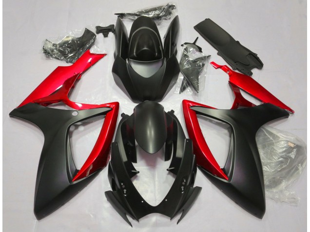 2006-2007 Matte Black & Red Suzuki GSXR 600-750 Fairings 2006-2007 Matte Black & Red Suzuki GSXR 600-750 Fairings