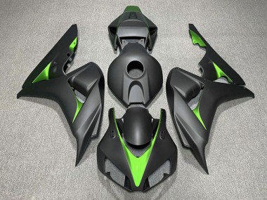 2006-2007 Matte Black and Green Honda CBR1000RR Fairings