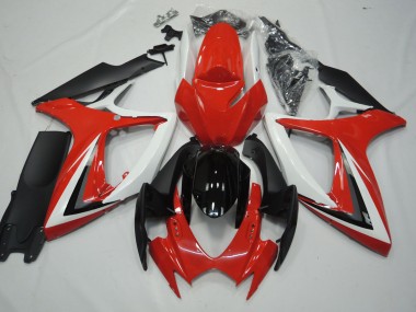 2006-2007 Red and White Suzuki GSXR 600-750 Fairings