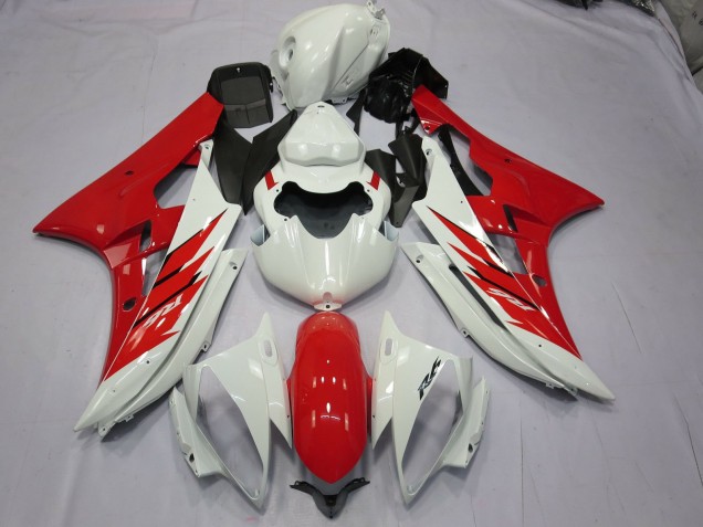 2006-2007 Red and White Yamaha R6 Fairings