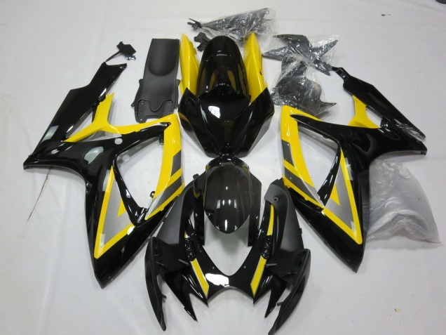 2006-2007 Silver and Black Yellow Suzuki GSXR 600-750 Fairings 2006-2007 Silver and Black Yellow Suzuki GSXR 600-750 Fairings