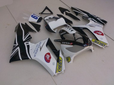 Best Aftermarket 2006-2008 White and Black w Flag Triumph Daytona 675 Fairings