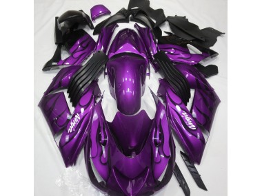 Best Aftermarket 2006-2011 Gloss Purple & Flame Kawasaki ZX14R Fairings