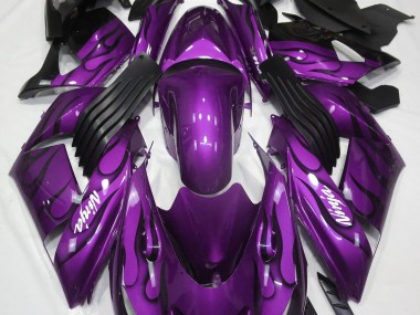 Best Aftermarket 2006-2011 Gloss Purple & Flame Kawasaki ZX14R Fairings