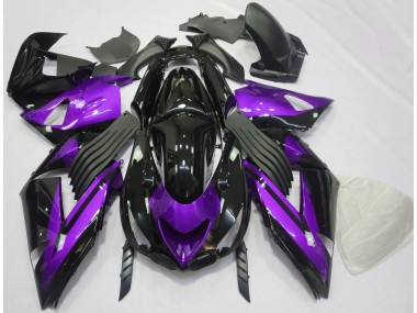 Best Aftermarket 2006-2011 Gloss Purple and Black Plain Kawasaki ZX14R Fairings