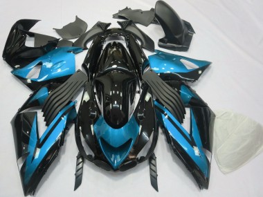 Best Aftermarket 2006-2011 Light Blue and Black Plain Kawasaki ZX14R Fairings