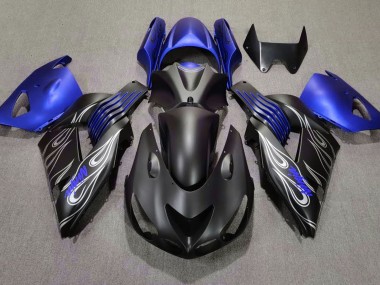 2006-2011 Matte Black and Blue Kawasaki ZX14R Fairings